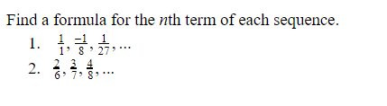 Solved Find a formula for the nth term of each sequence. 1. | Chegg.com