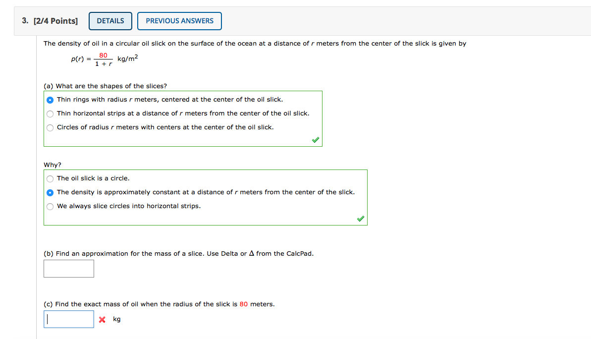Solved 3. [2/4 Points] DETAILS PREVIOUS ANSWERS The density