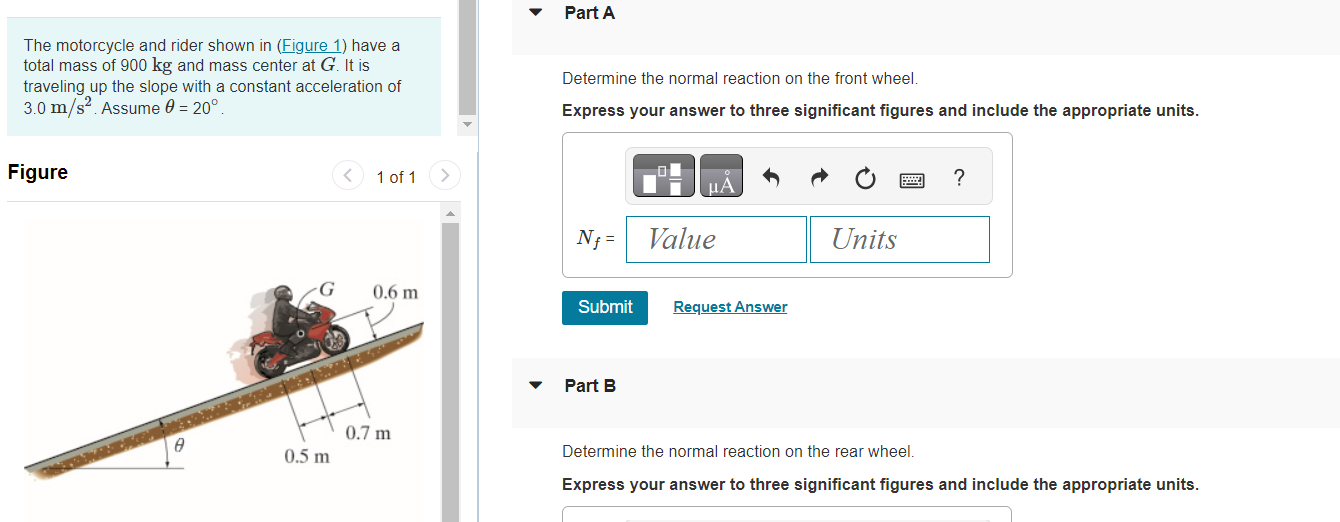 Solved The motorcycle and rider shown in (Figure 1) have a | Chegg.com