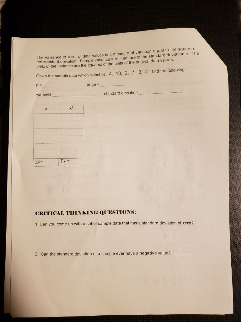 Solved The variance of a set of data values is a measure of | Chegg.com