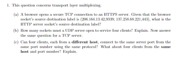 Solved 1. This question concerns transport layer | Chegg.com