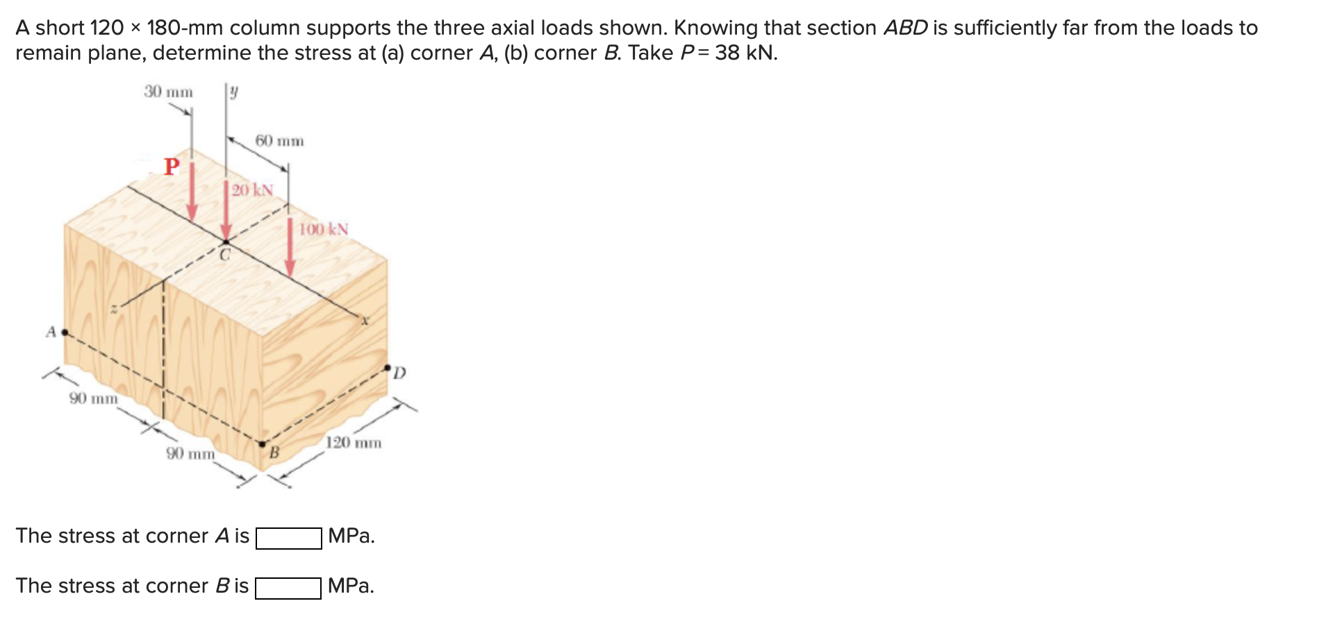 Solved A short 120 x 180mm column supports the three axial