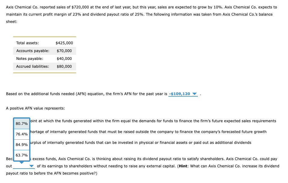 Solved Axis Chemical Co. reported sales of $720,000 at the | Chegg.com