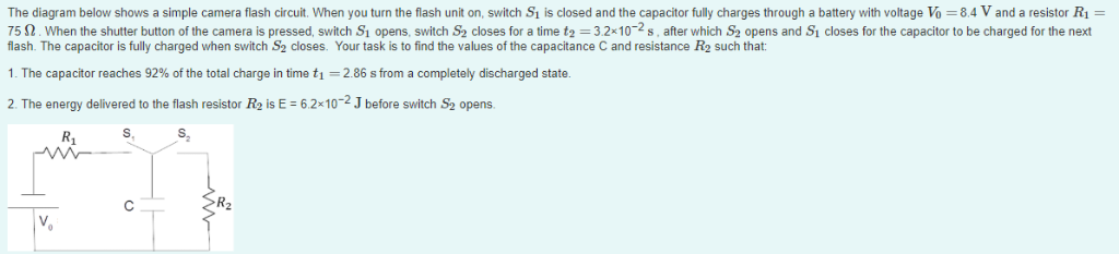 Solved The diagram below shows a simple camera flash | Chegg.com