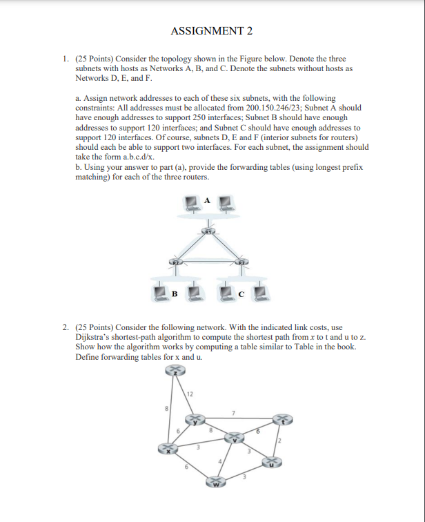 Solved 3. (25 Points) Consider the network shown below, and | Chegg.com