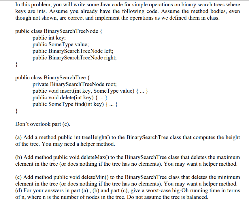 Solved In this problem, you will write some Java code for | Chegg.com