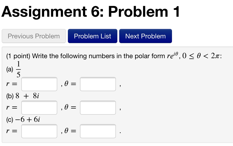 Solved Assignment 6: Problem 1 Previous Problem Problem List | Chegg.com
