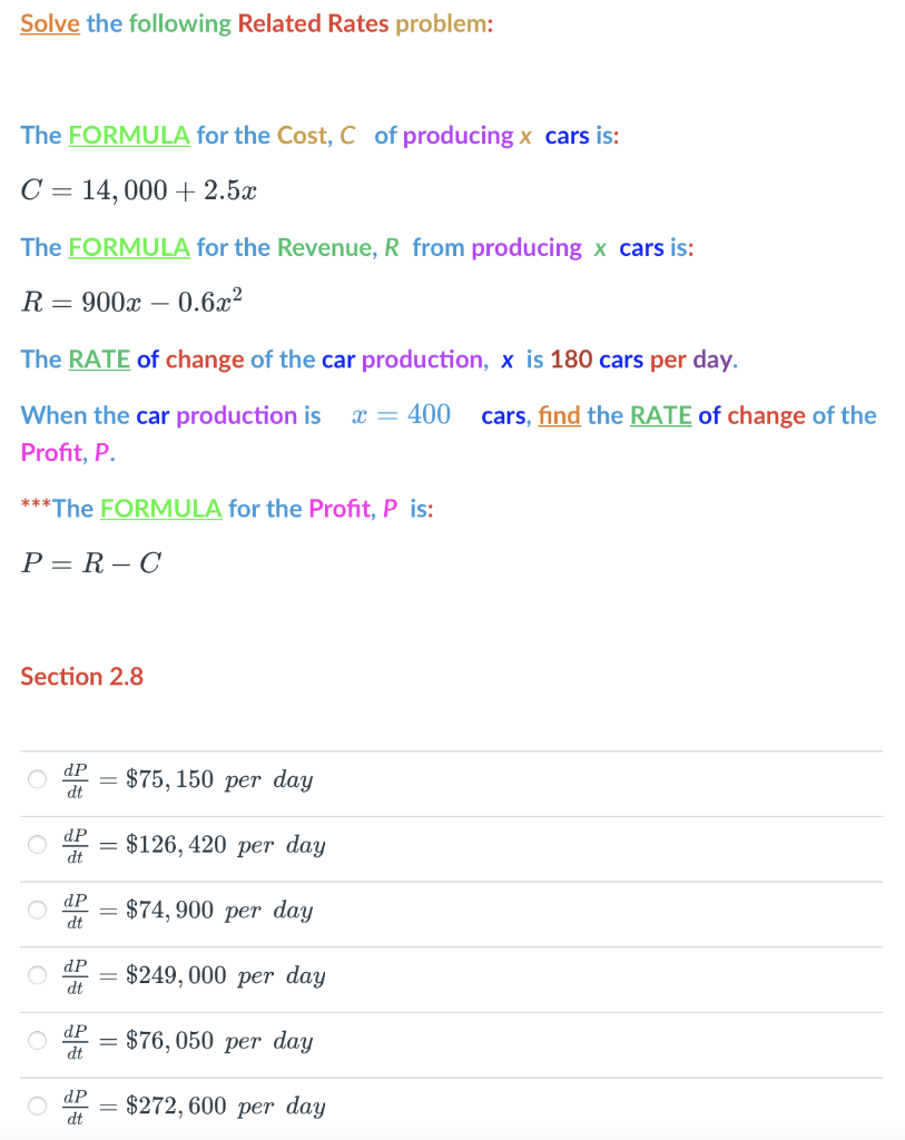Solved Solve the following Related Rates problem: The | Chegg.com