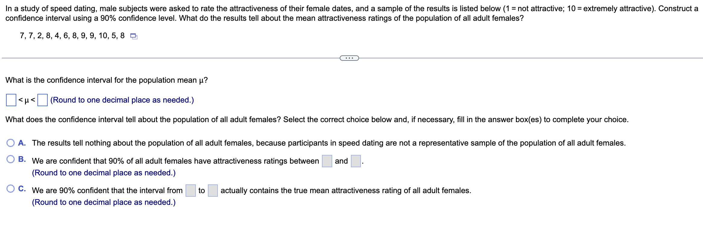 Solved confidence interval using a 90% confidence level. | Chegg.com