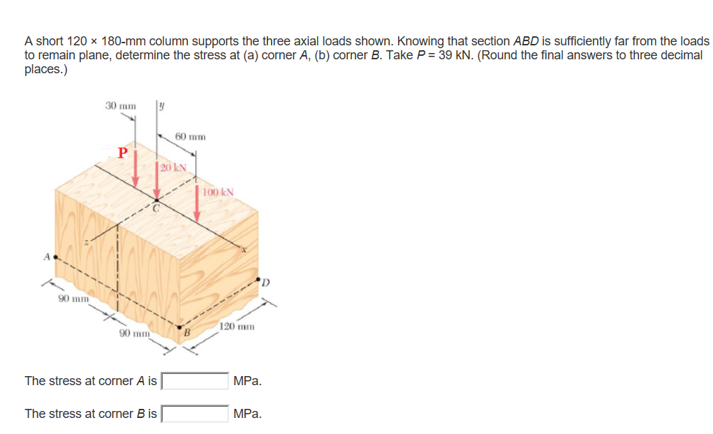 Solved A short 120 × 180mm column supports the three axial