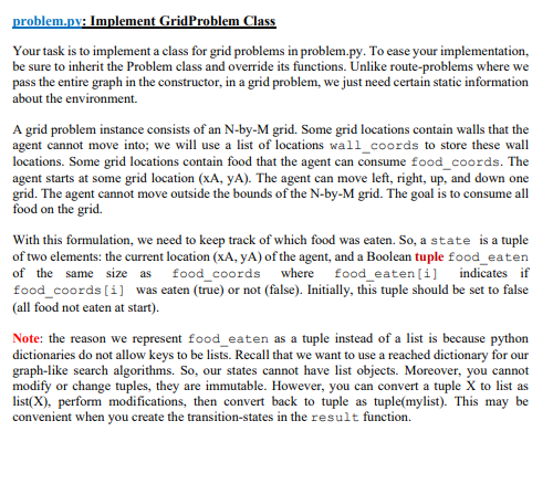Solved problem.py: Implement Problem Class Your task is to | Chegg.com