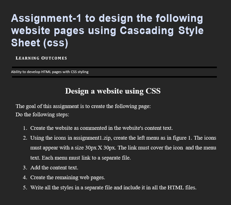 Solved Design a website using CSS The goal of this | Chegg.com