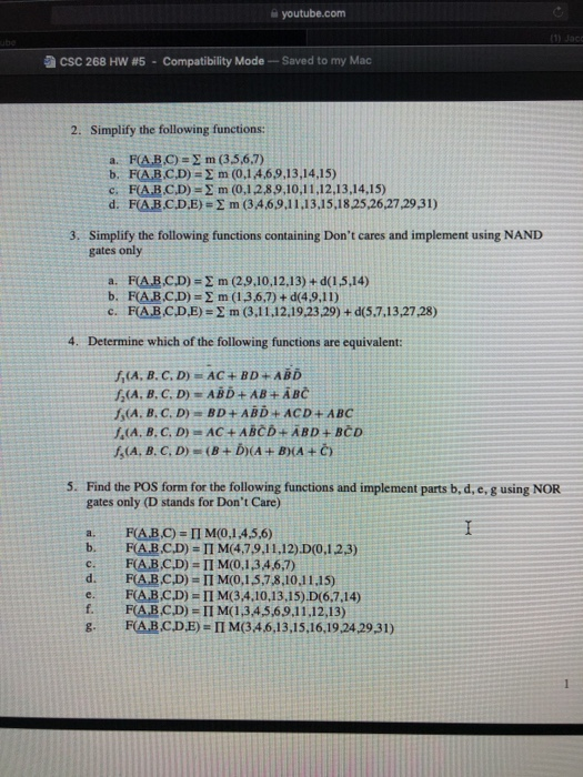Solved youtube.com a CSC 268 HW #5-Compatibility Mode-Saved | Chegg.com