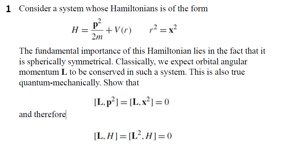 Solved 1 Consider a system whose Hamiltonians is of the form | Chegg.com