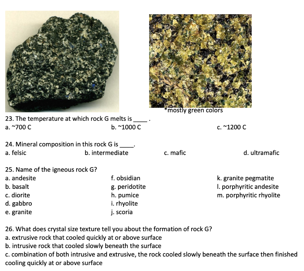 Solved . . Color Index - (mineral colors): Color is | Chegg.com