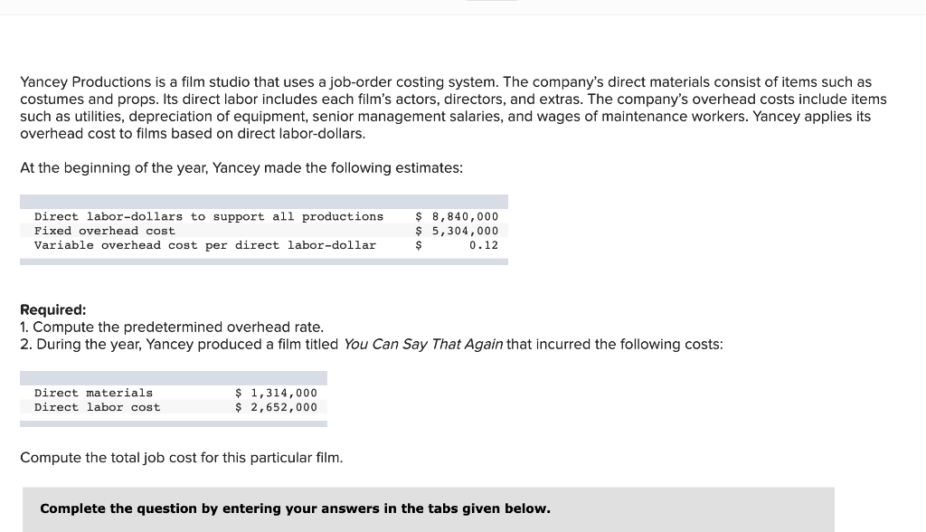 Solved Yancey Productions is a film studio that uses a