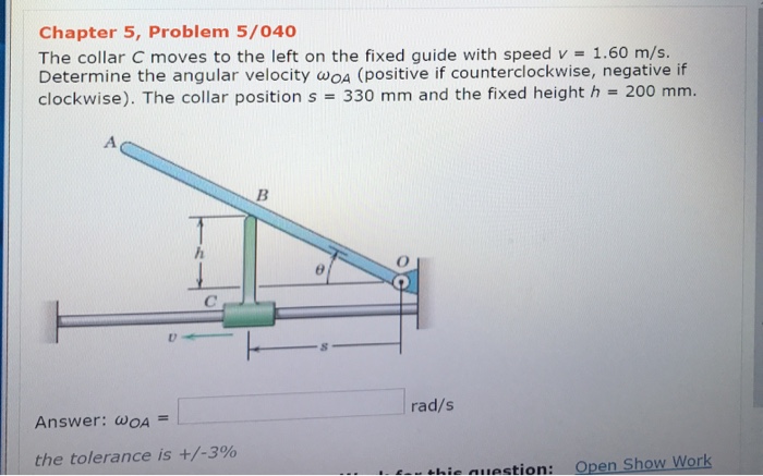 Solved Chapter 5, Problem 5/040 The collar C moves to the | Chegg.com