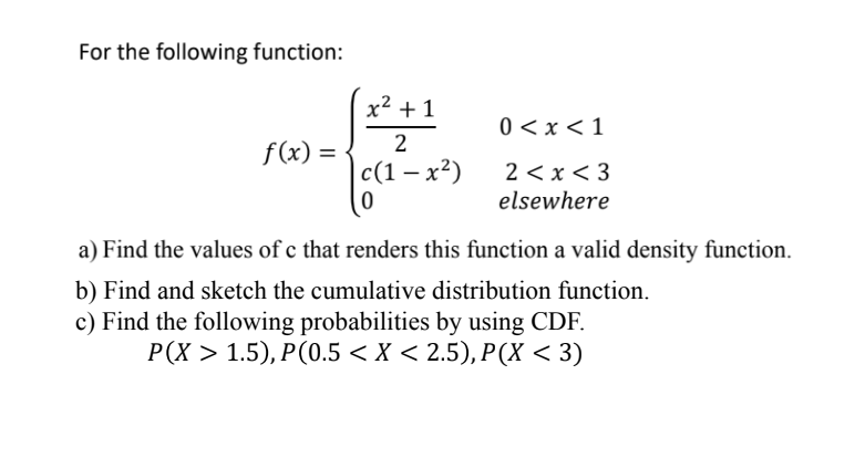 Solved For the following function (refer to the photo):a | Chegg.com