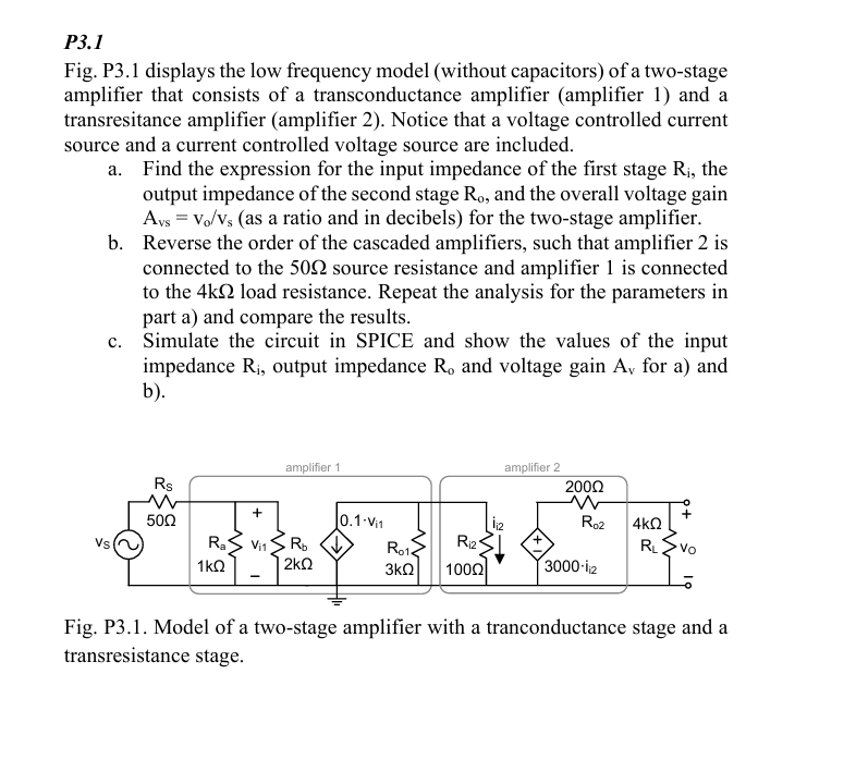 Low Frequency Model Solved P3.1Fig. P3.1 displays the low frequency model | Chegg.com
