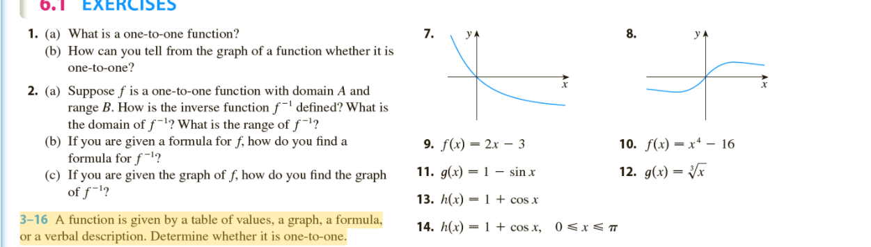Solved 6.1 EXERCISES 7. YA 8. * 1. (a) What is a one-to-one | Chegg.com