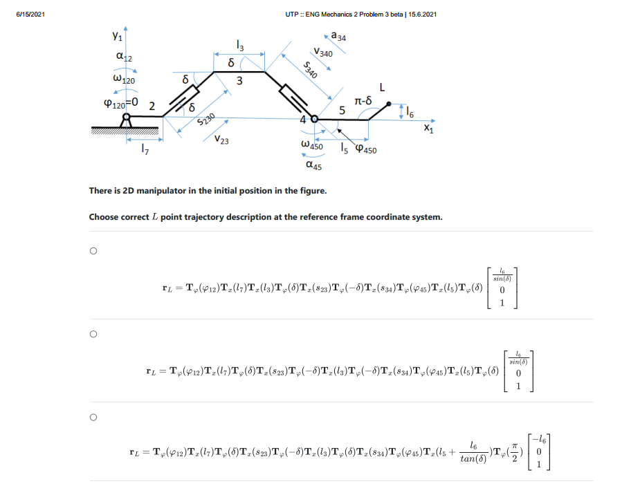 Solved 6/15/2021 UTP :: ENG Mechanics 2 Problem 3 beta | Chegg.com