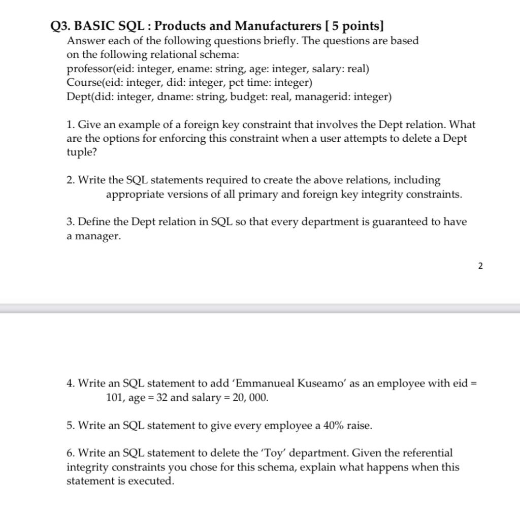 Solved 23. BASIC SQL : Products and Manufacturers [ 5 | Chegg.com