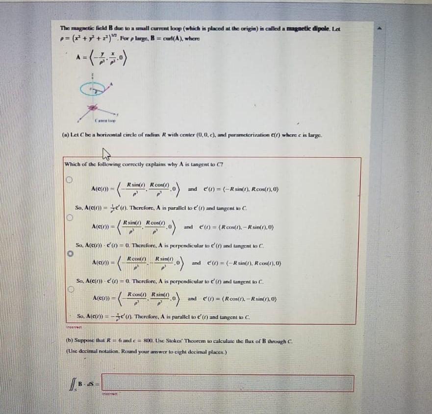 Solved The magnetic field B due to a small current loop | Chegg.com