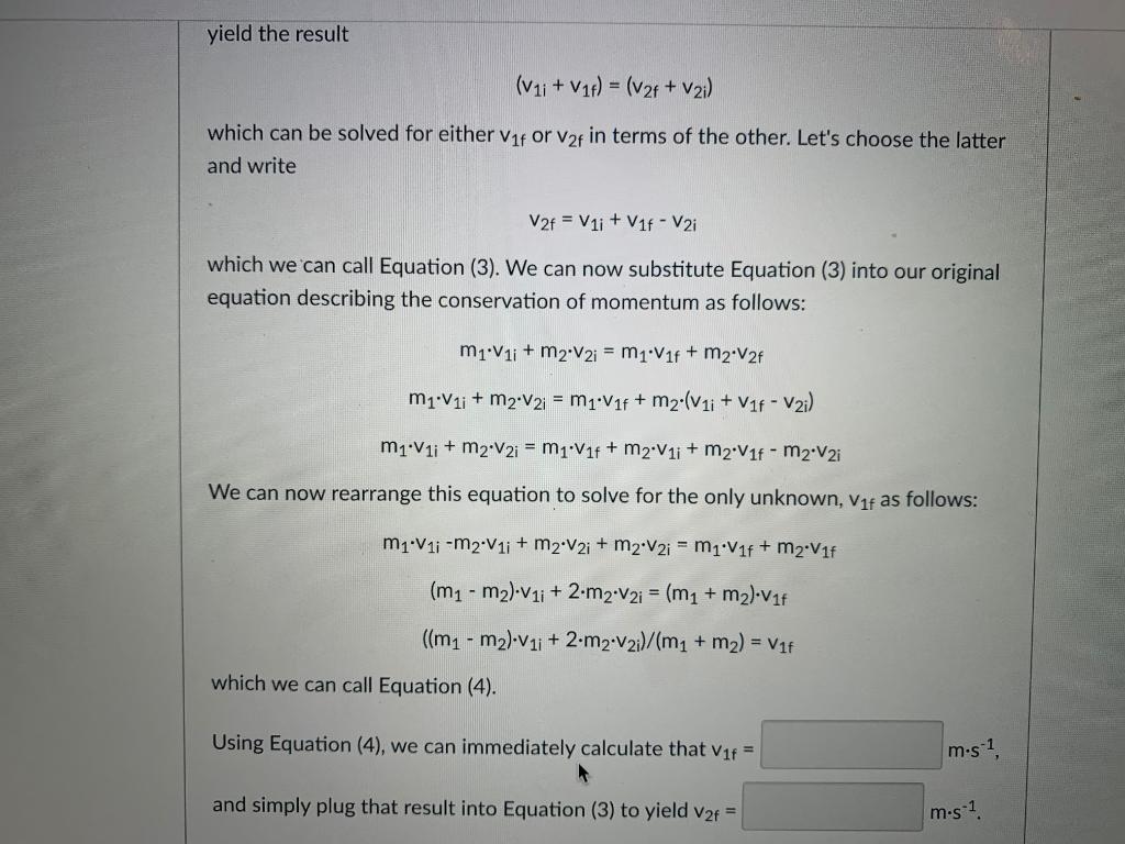 Solved Instructional Problem: Elastic Collision in 1 | Chegg.com