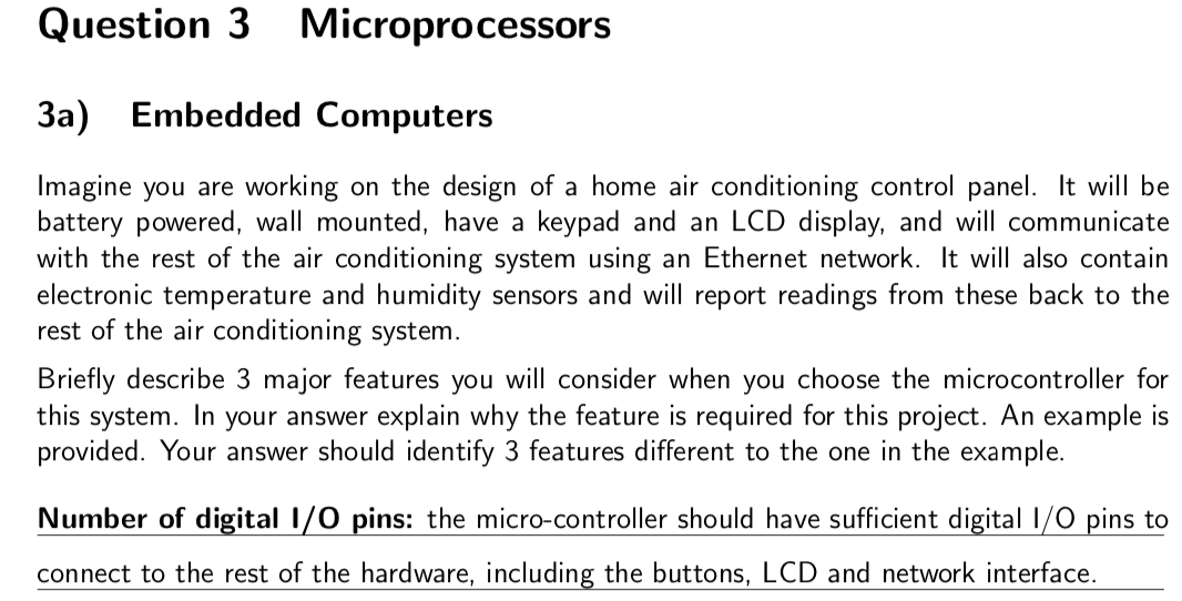 Solved Question 3 Microprocessors 3a) Embedded Computers | Chegg.com
