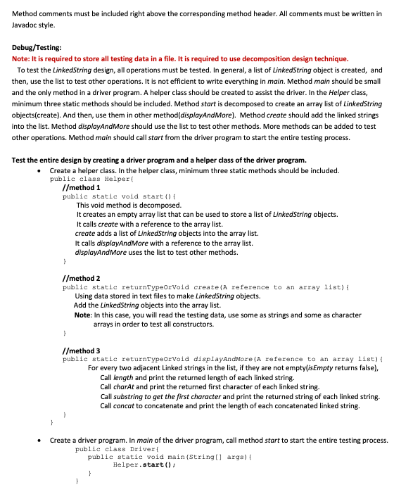 Project 2 ADT LinkedString Java String class is | Chegg.com