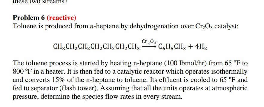 Hese Two Streams Problem 6 Reactive Toluene Is 4398