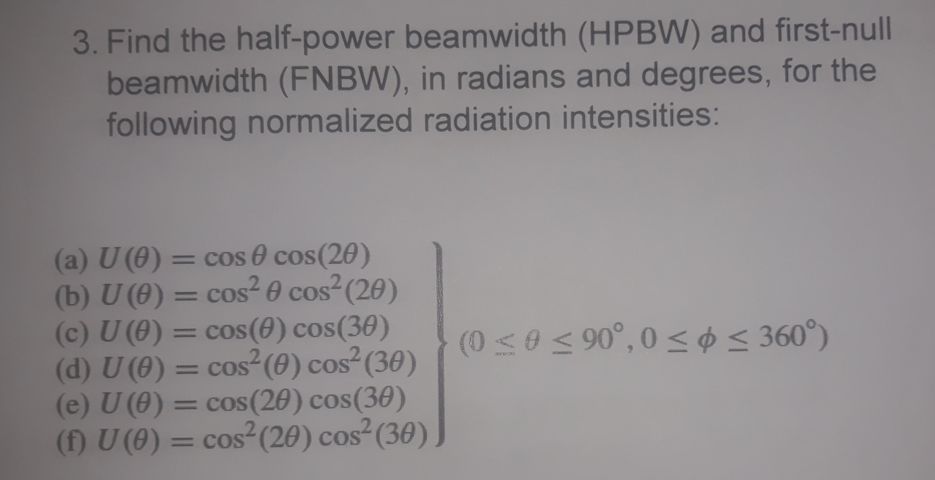 Solved 3. Find The Half-power Beamwidth (HPBW) And | Chegg.com