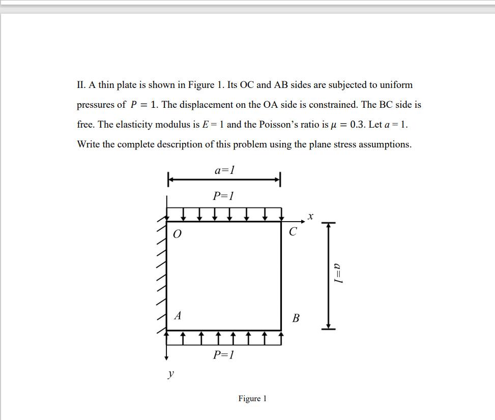Solved II. A thin plate is shown in Figure 1. Its OC and AB | Chegg.com