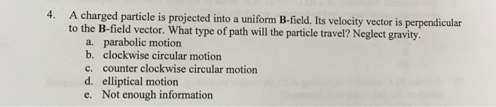 Solved A charged particle is projected into a uniform | Chegg.com