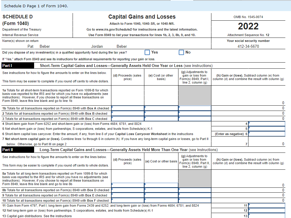 Pat and Jordan Beber are married and file a joint