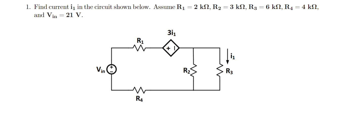 Solved 1. Find current i1 in the circuit shown below. Assume | Chegg.com