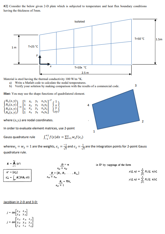 \#2) Consider the below given 2-D plate which is | Chegg.com