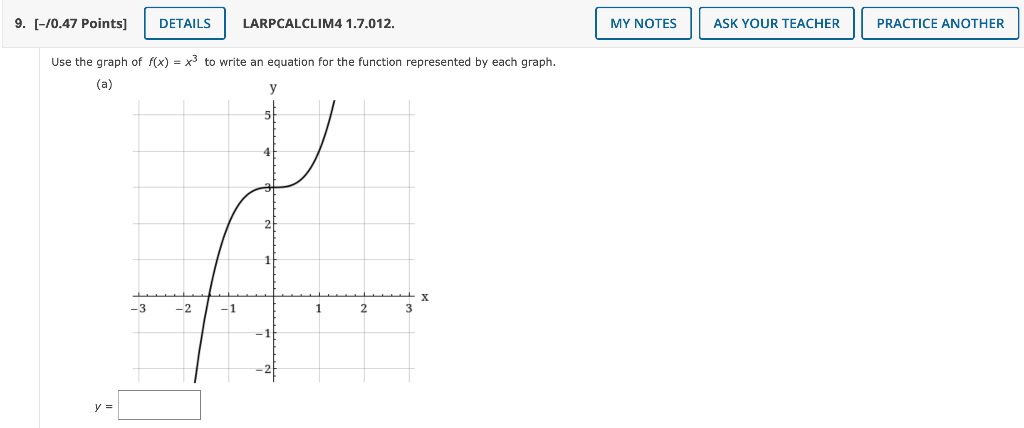 Solved Use the graph of f(x)=x3 to write an equation for the | Chegg.com