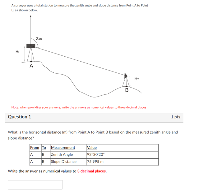 Solved A surveyor uses a total station to measure the zenith