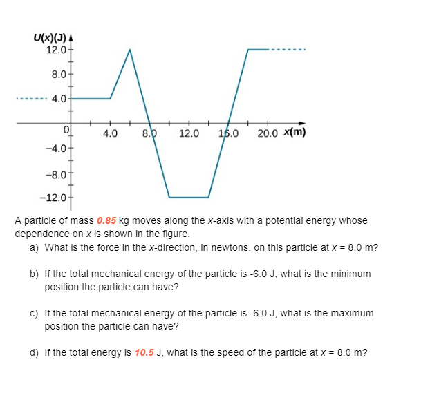 Solved A Particle Of Mass 0.85 Kg Moves Along The X-axis | Chegg.com