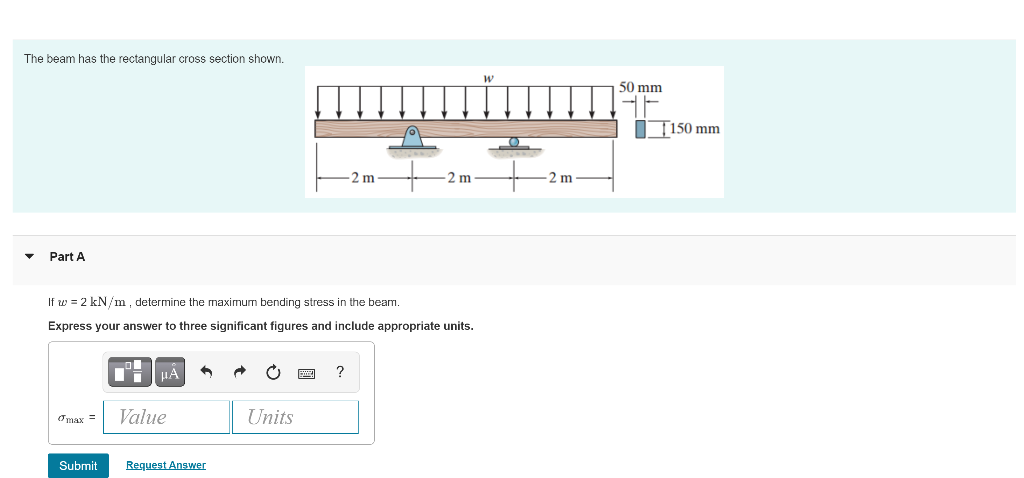 Solved The beam has the rectangular cross section shown. W | Chegg.com