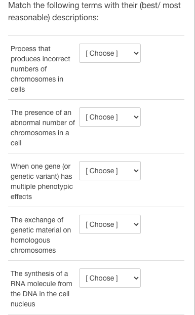 Solved Match the following terms with their (best/ most | Chegg.com
