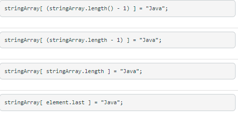 Solved How would you assign a value of Java to the last | Chegg.com