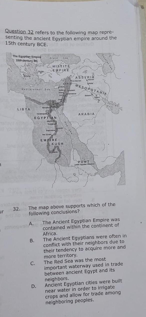 Question 32 refers to the following map reprèsenting | Chegg.com