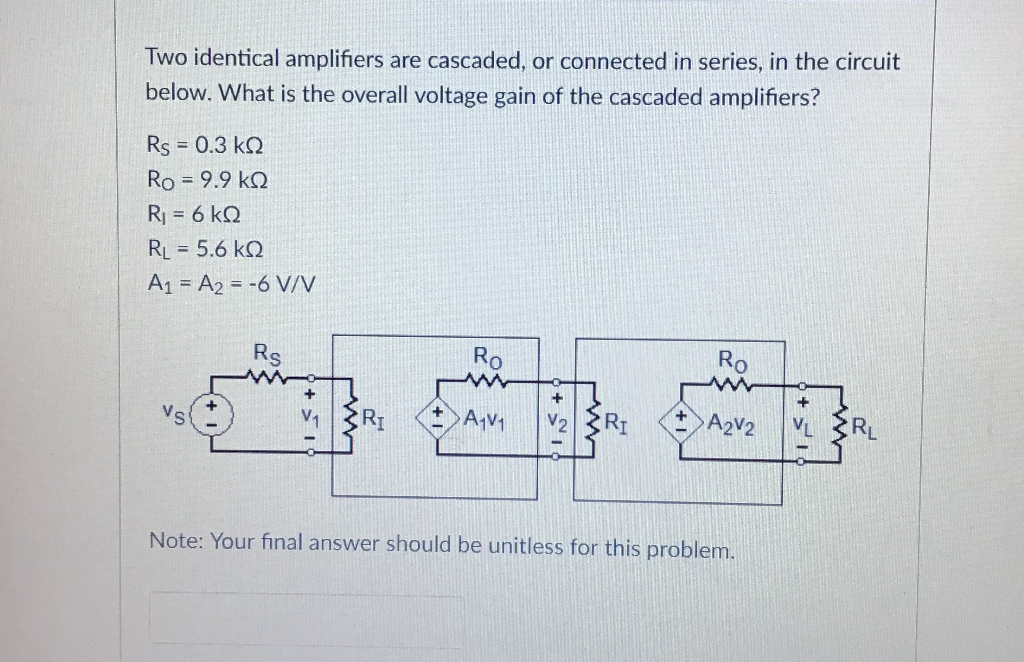 Solved Two identical amplifiers are cascaded, or connected