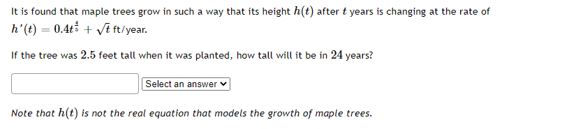 Solved It is found that maple trees grow in such a way that | Chegg.com