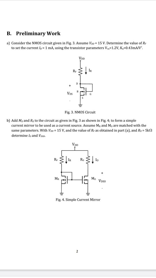 Solved B Preliminary Work A Consider The Nmos Circuit G Chegg Com