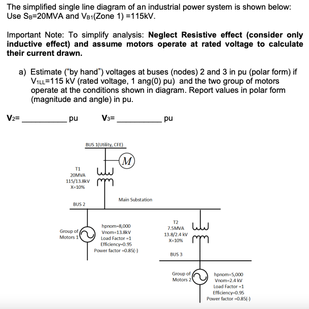 Solved The simplified single line diagram of an industrial | Chegg.com