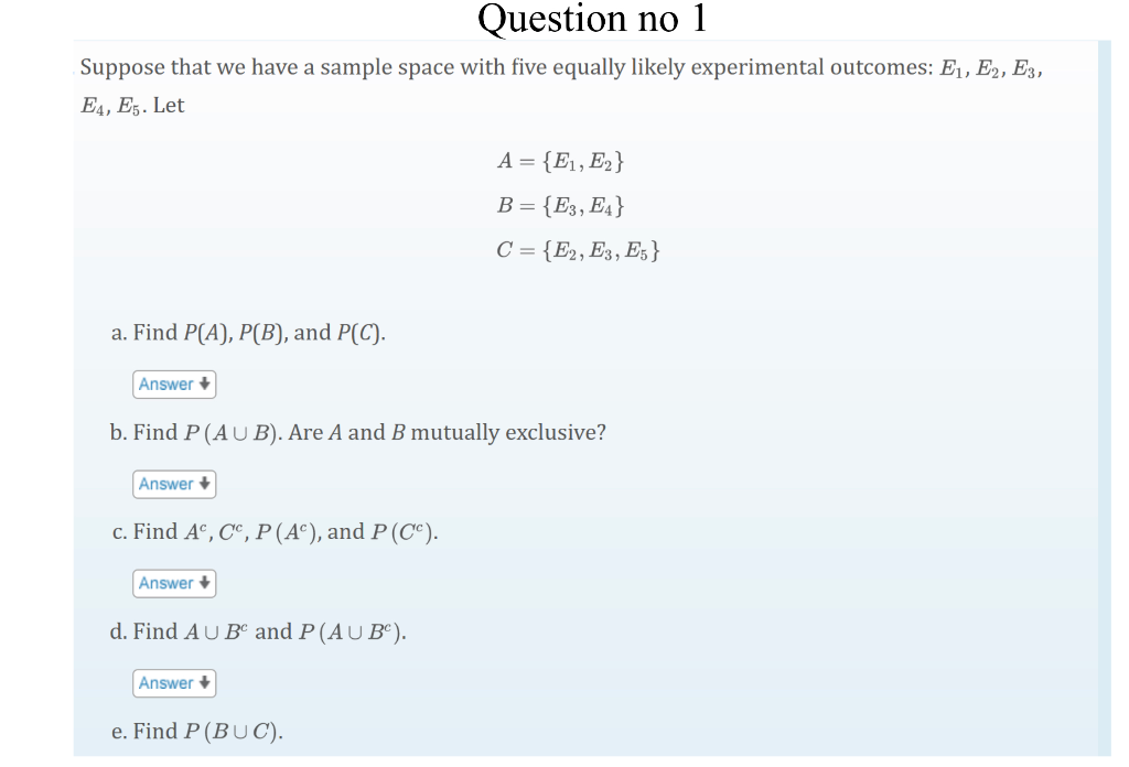 Solved Question no 1 Suppose that we have a sample space Chegg