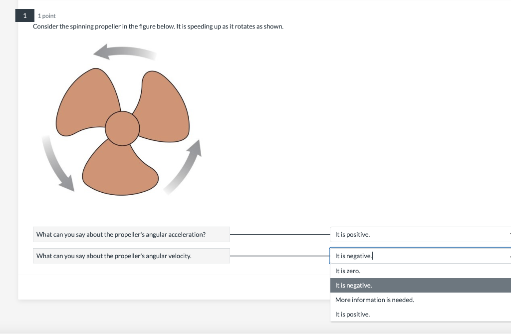 Solved 1 point Consider the spinning propeller in the figure | Chegg.com